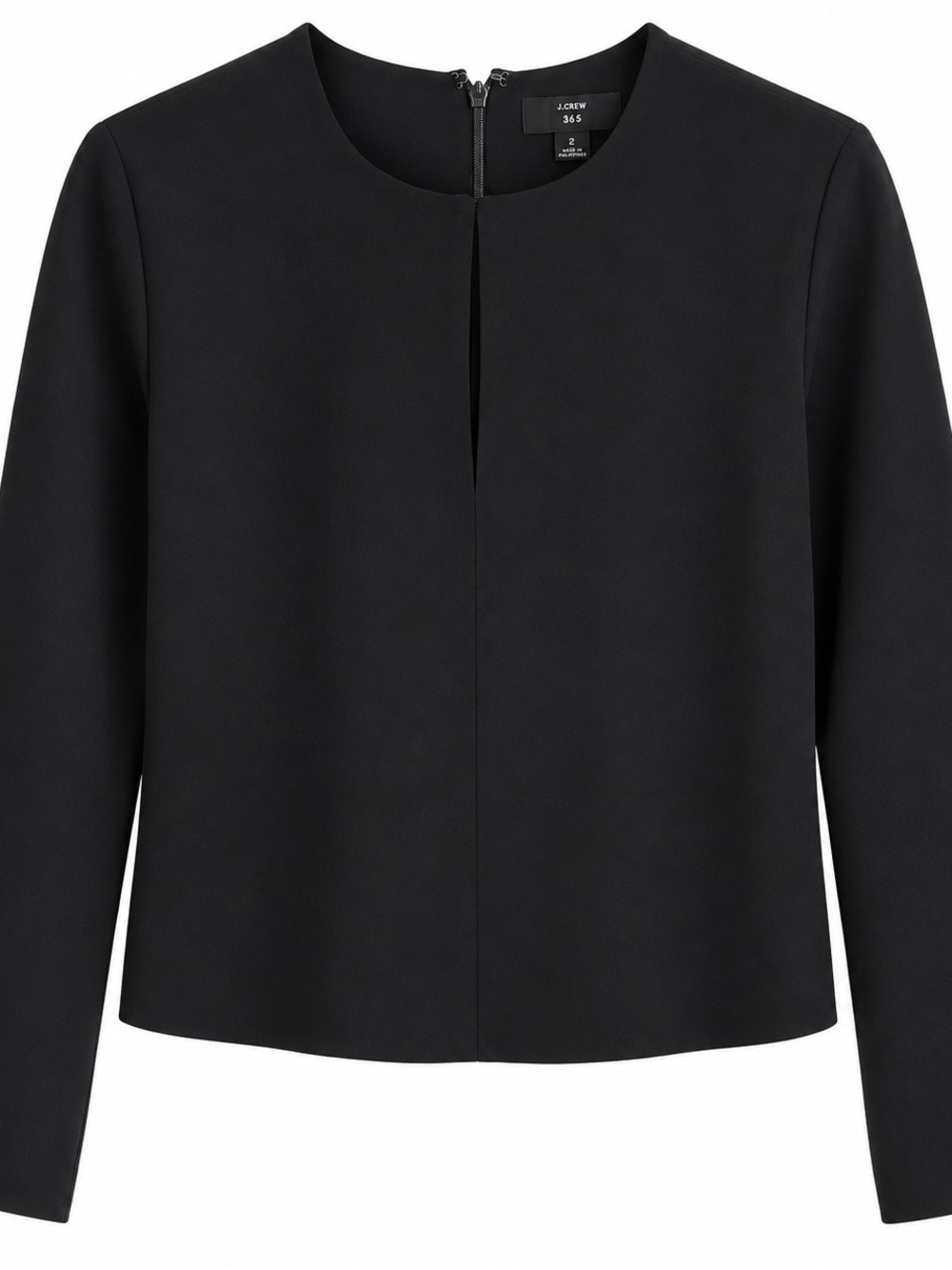 J.Crew 365 Black Long Sleeve Keyhole Blouse Top Women’s Size 2